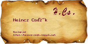 Heincz Csák névjegykártya